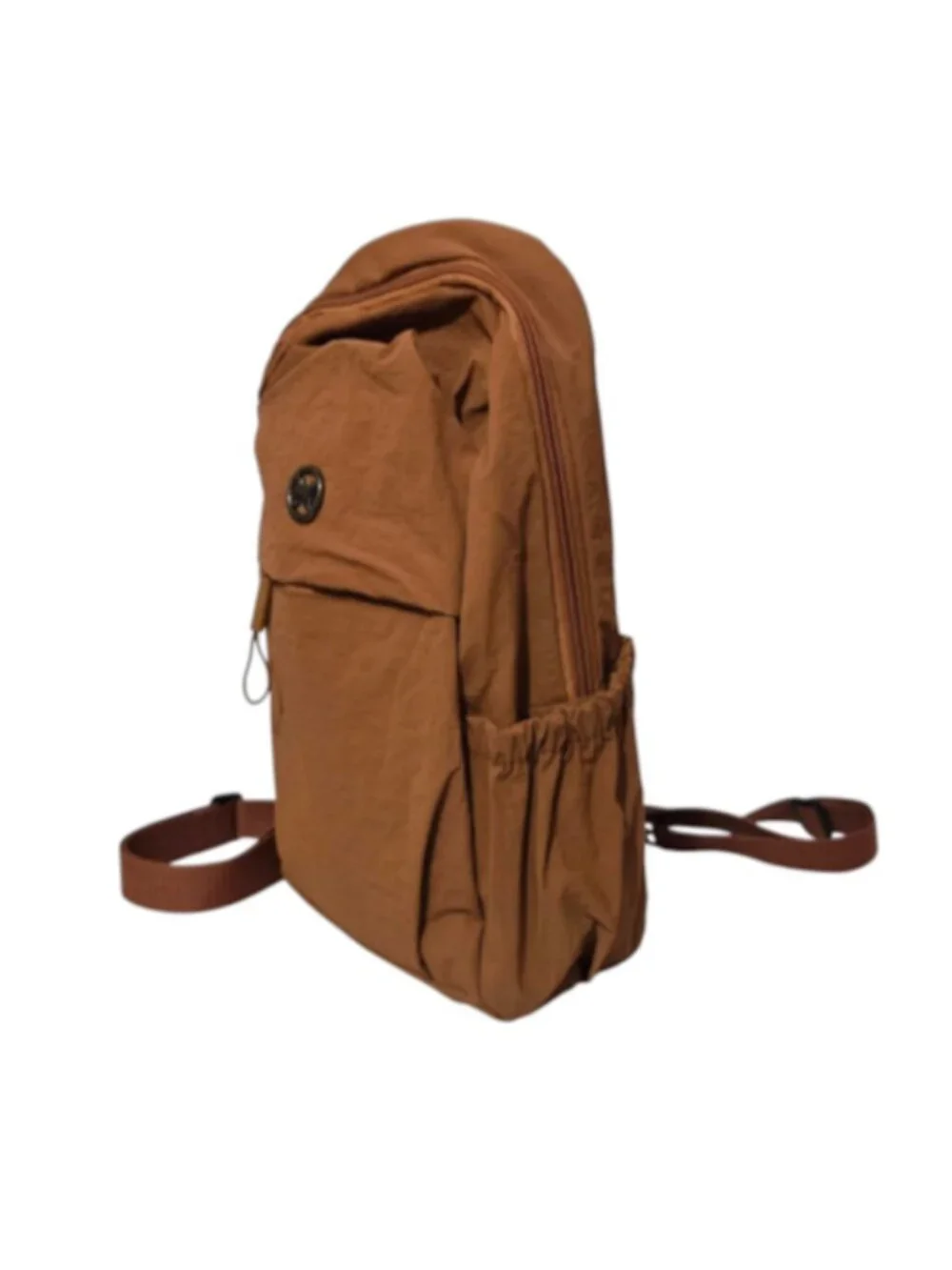 Nylon Convertible Backpack Sling Bag Casual Brown Mini Travel Daypack Adjustable